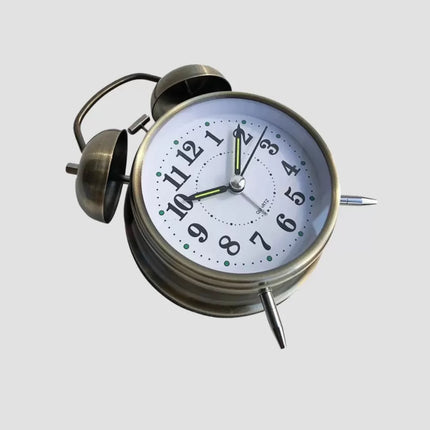 Retro Tarz Bronz Dekoratif Masa Saati Metal Gövde Yüksek Sesli Alarm