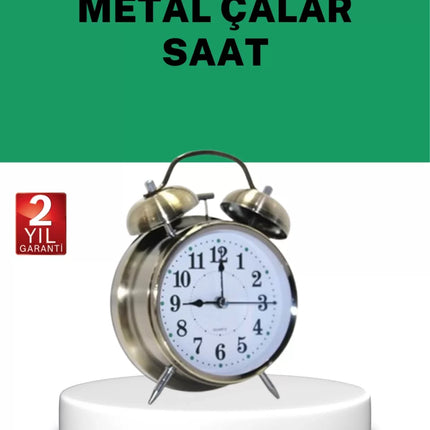 Gümüş Renkli Sessiz Işıklı Dekoratif Masa Üstü Çalar Saat Alarmlı