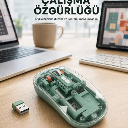 Çift Mod Bağlantılı Kablosuz Mouse Bluetooth ve USB Alıcılı Yeni Nesil