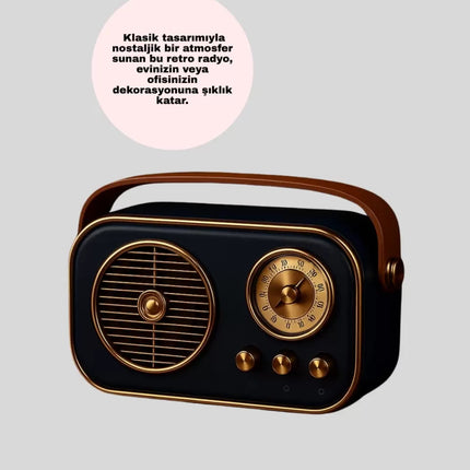 Retro Tarz Kablosuz Radyo – Bluetooth, USB ve TF Kart Girişli