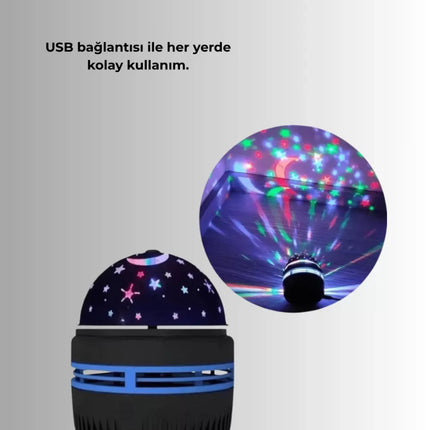 Star Master Galaxy Projektör – 360° Dönebilen Gece Lambası, Dekoratif Ambiyans Işığı