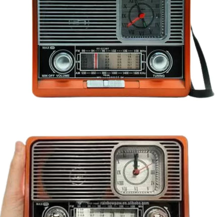 Saatli Fenerli Bluetooth Nostaljik Radyo AUX SD USB Girişli Bluetooth Hoparlör