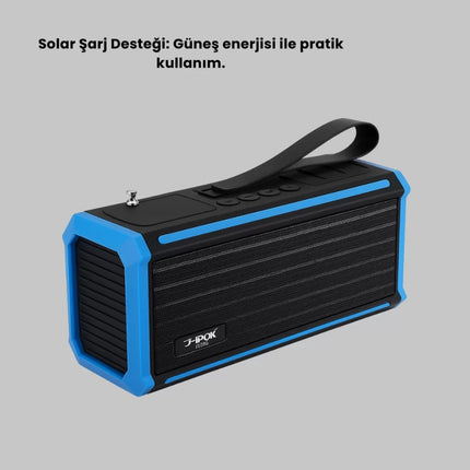J-IPOX P520 Bluetooth Hoparlör 8W Güçlü Ses Solar Şarj FM Radyo