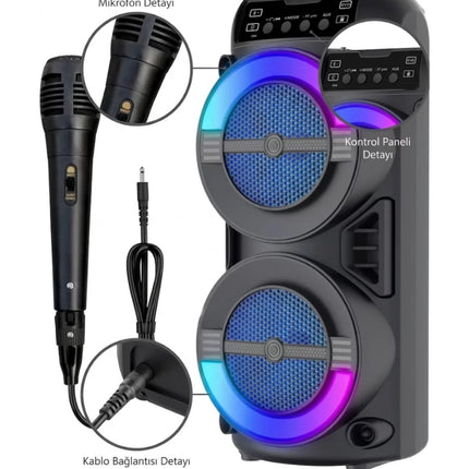 RGB Işıklı Taşınabilir Bluetooth Hoparlör Güçlü Stereo Ses
