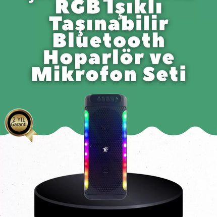 Yüksek Ses Güçlü Kablosuz Hoparlör  Karaoke Mikrofonlu