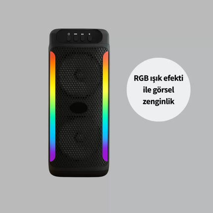 RGB Işıklı Çift Hoparlörlü Taşınabilir Bluetooth Speaker ve Mikrofon Yeni Nesil