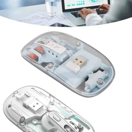 Sessiz Tıklama Çift Modlu Bluetooth Ve Alıcı Şeffaf Mouse Fare