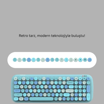 Kablosuz Klavye ve Mouse Seti – Sessiz Tuş, Retro Tasarım