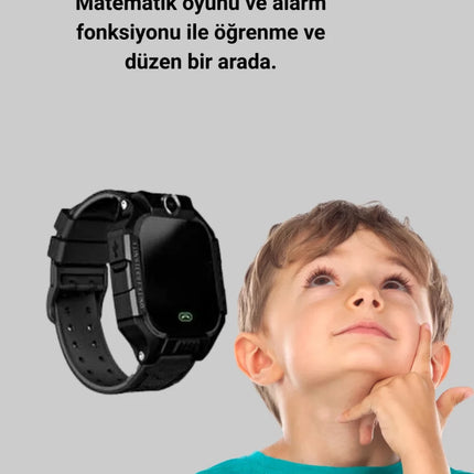 S10 Akıllı Çocuk Saati Siyah Model Çift Yönlü Konuşma ve SOS