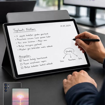 10.1 İnç Android Tablet 16GB RAM 1TB Depolama Klavyeli Tablet Seti