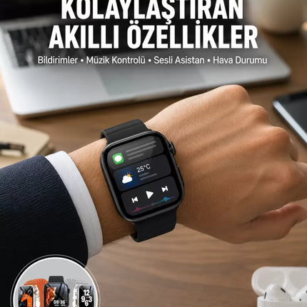 Yeni Nesil Akıllı Saat Müzik Dinleme Bildirim Görme Sesli Asistan Desteği Yeni Nesil