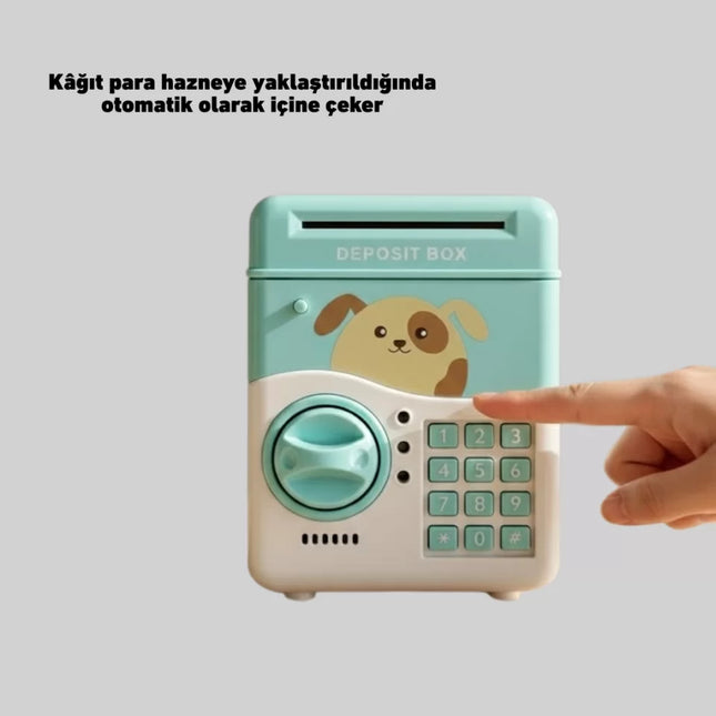 Su Yeşili Elektronik Şifreli ATM Tasarımlı Para Biriktirme Kumbarası