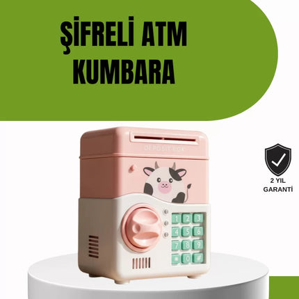ATM Tasarımlı Pembe Işıklı Sesli Çocuk Kumbarası