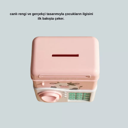 ATM Tasarımlı Pembe Işıklı Sesli Çocuk Kumbarası
