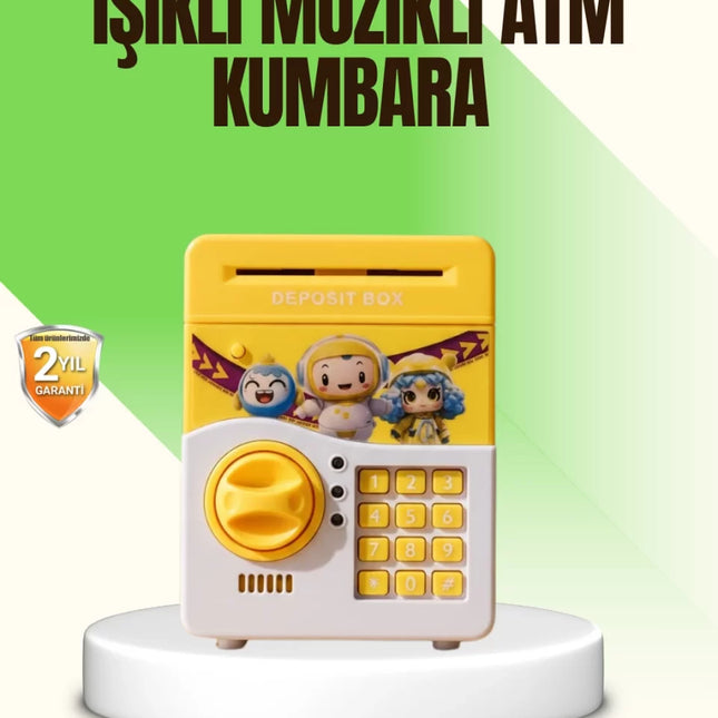 Sarı Elektronik Şifreli ATM Görünümlü Çocuk Kumbarası
