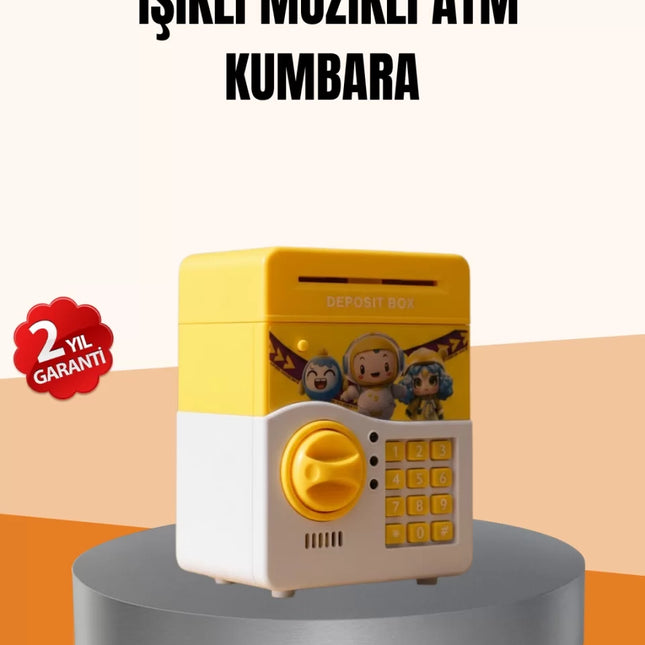 ATM Tasarımlı Sarı Işıklı Sesli Elektronik Kumbara