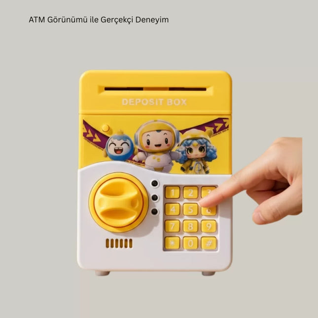 ATM Tasarımlı Sarı Işıklı Sesli Elektronik Kumbara