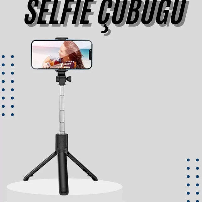 Tripod Selfie Çubuğu Bluetooth Kumandalı Kablosuz Led Işıklı