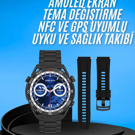 Akıllı Saat Çelik Kordonlu Amoled Ekran Android ve İOS Uyumlu Çağrı Cevaplayabilen Yeni Nesil