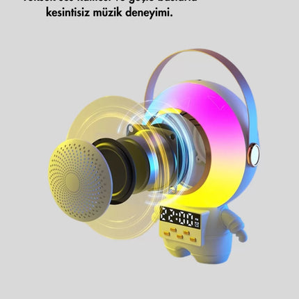 Kablosuz Mikrofonlu Astronot Tasarım Bluetooth Speaker Karaoke