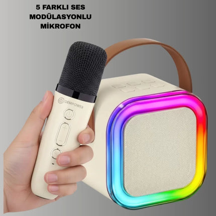 Bluetooth Karaoke Mikrofon ve Hoparlör Seti Taşınabilir