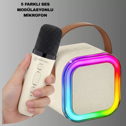 Kablosuz Karaoke Mikrofon Hoparlör Seti Güçlü Ses Çıkışı Yeni Nesil