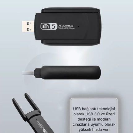 USB WiFi Adaptör – 1200 Mbps Hız