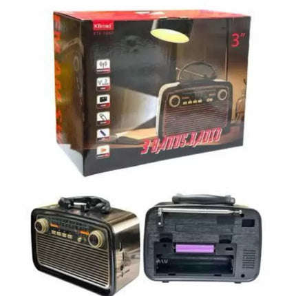 Nostalji Radyo Bluetooth Hoparlör USB-SD Kart Giriş Led Fener Işıklı Bataryalı Pilli Yeni Nesil