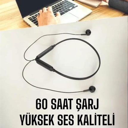 Kablolu Boyun Askılı Dijital Göstergeli Bluetooth Kulaklığı 60 Saat