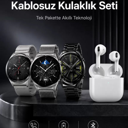 Akıllı Saat ve Kulaklık Seti Dokunmatik Ekran 5.0 Bluetooth Bağlantılı Sesli Görüşme