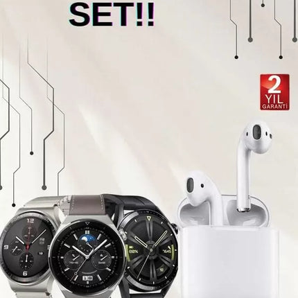 Akıllı Saat ve Kulaklık Seti Dokunmatik Ekran 5.0 Bluetooth Bağlantılı Sesli Görüşme