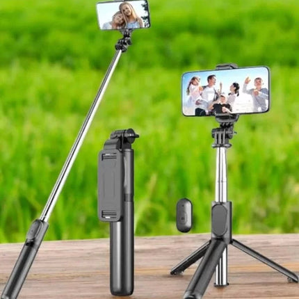 Tripod Kablosuz Bluetooth Bağlantılı Selfie Çubuğu 360 Derece Dönebilen