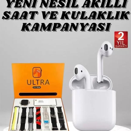 7 Kordonlu Akıllı Saat Ve 2.Nesil Kulaklık Yüksek Ses Kaliteli Uzun Pil Ömrü