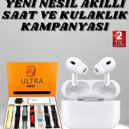 7 Kordonlu Akıllı Saat Ve Yeni Nesil Kulaklık Dokunmatik Ekran Android ve İOS Uyumlu