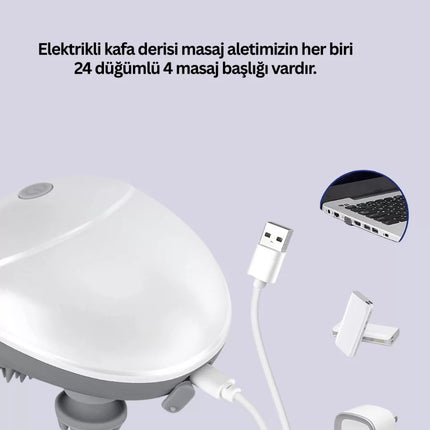 Şarjlı Kafa Masaj Aleti 3 Hız Ayarlı Derin Masaj