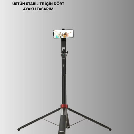 Dikey ve Yatay Çekim Destekli Selfie Stick Tripod