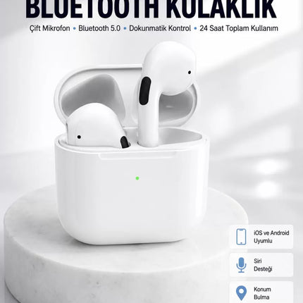 Yeni Nesil Bluetooth Kulaklık Beyaz Çağrı Cevaplayabilen Kablosuz