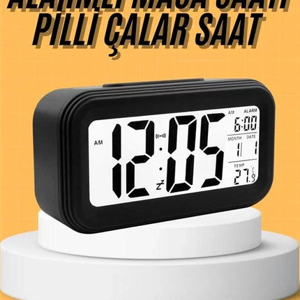 Dijital Masa Saati Takvim Çalar Saat Alarmlı Işıklı Led Ekran Pilli