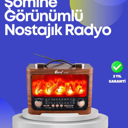 Taşınabilir Kamp Hoparlörü – Solar Şarjlı, Şömine Efektli, 7W Güçlü Ses