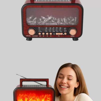 Solar Şarjlı Şömine Işıklı Bluetooth Hoparlör – Radyo, USB, TF Kart Destekli