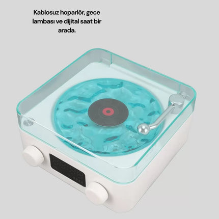 3-1 Kablosuz Bluetooth Hoparlör – Gece Lambalı, Saatli, Retro Tasarım