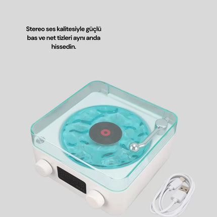 Retro Tasarımlı Gece Lambalı Bluetooth Hoparlör – Saat ve Pil Göstergeli