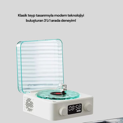 Dekoratif Gece Işıklı Bluetooth Hoparlör – Zaman ve Pil Ekranlı