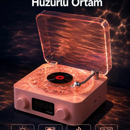 Retro Saatli Bluetooth Hoparlör – Gece Lambalı Kristal Ses Kalitesi Yeni Nesil