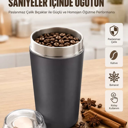 Yeni Nesil Kahve ve Baharat Öğütücü Paslanmaz Çelik Kahve Değirmeni