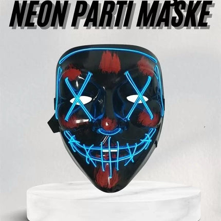 Led Işıklı Neon Maske Cadılar Bayramı Maskesi Korkunç Korku Maskesi