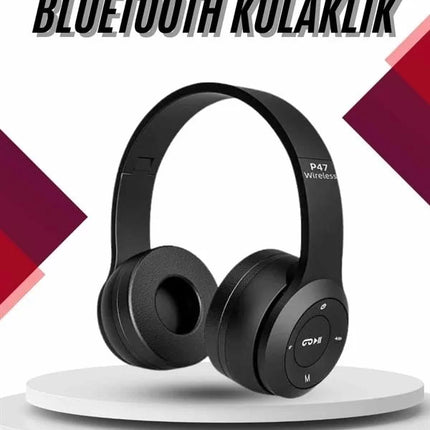 Bluetooth Kablosuz Kulaklık Siyah Wireless 5.0 Kulak Üstü Uzun Pil Ömrü