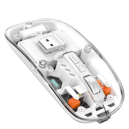 Sessiz Tıklama Çift Modlu Bluetooth Ve Alıcı Şeffaf Mouse Fare
