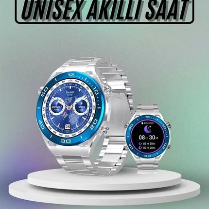 Akıllı Saat Çelik Kordonlu Amoled Ekran Android ve İOS Uyumlu Çağrı Cevaplayabilen Yeni Nesil