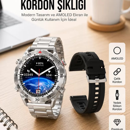 2025 Model Yuvarlak Ekran Android ve İOS Uyumlu GPS Takibi Yapabilen Akıllı Saat Yeni Nesil